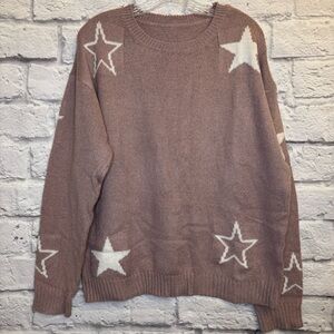Star Pattern Sweater Crew Neck XL